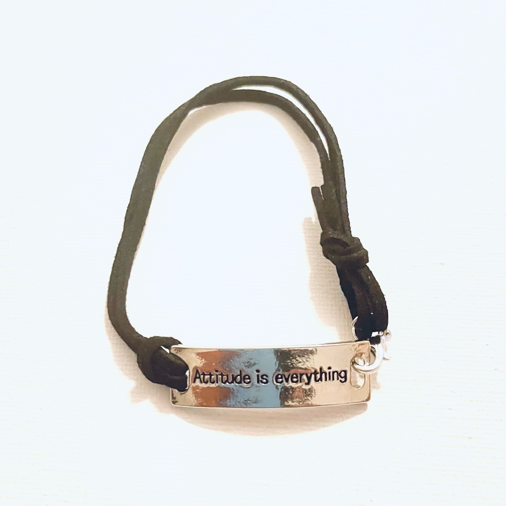Leather Bracelet Silver Tone Metal With Positive Quotes